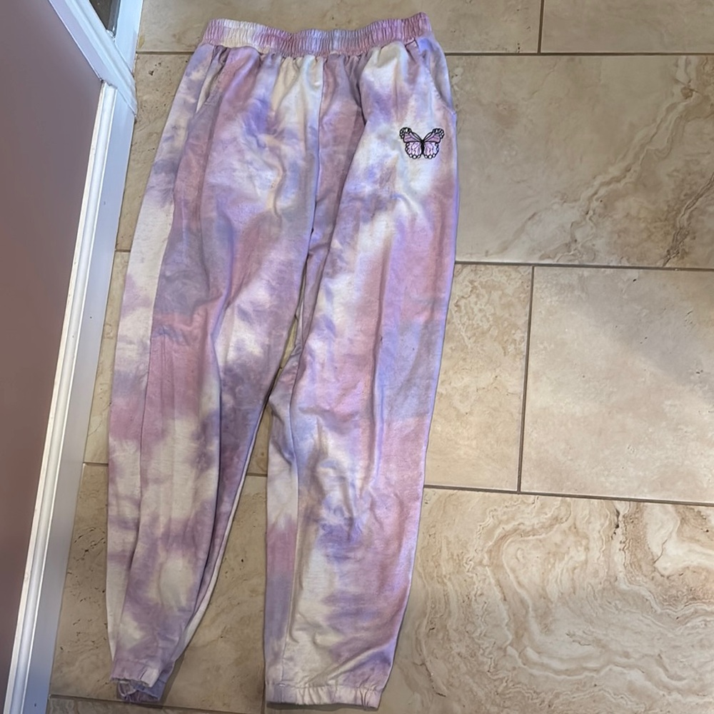 Tie-Dye Joggers with Butterfly Patch